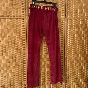 Victoria’s Secret Velour Fold Over wide leg yoga lounge pants burgundy gold XS